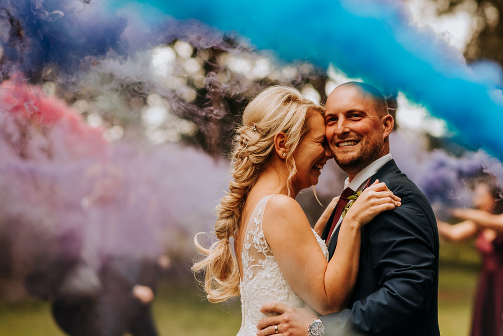 Smoke Bomb Photo Photographs Portraits Industrial Homemade Wedding M and G Photographic