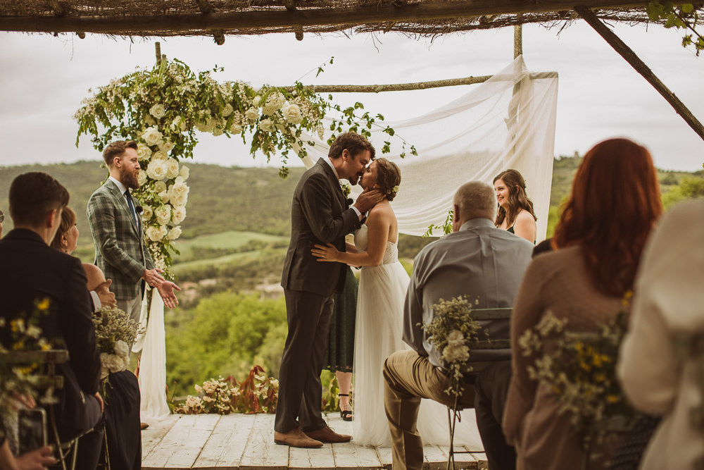 Outdoor Ceremony Backdrop Flower Arch Greenery Fabric Drapes Italy Villa Wedding The Springles
