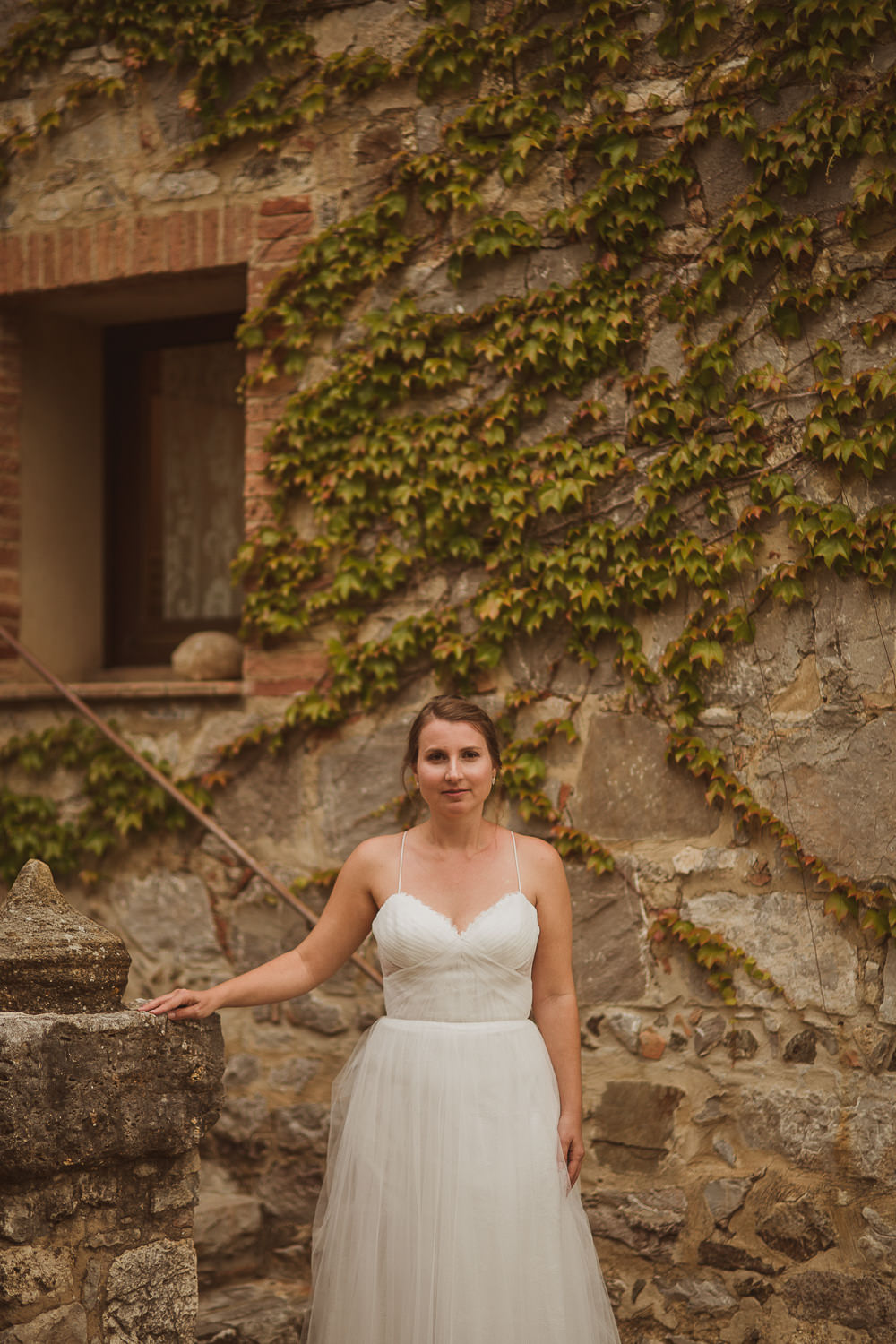 Bride Dress Gown Straps Tulle Train Italy Villa Wedding The Springles