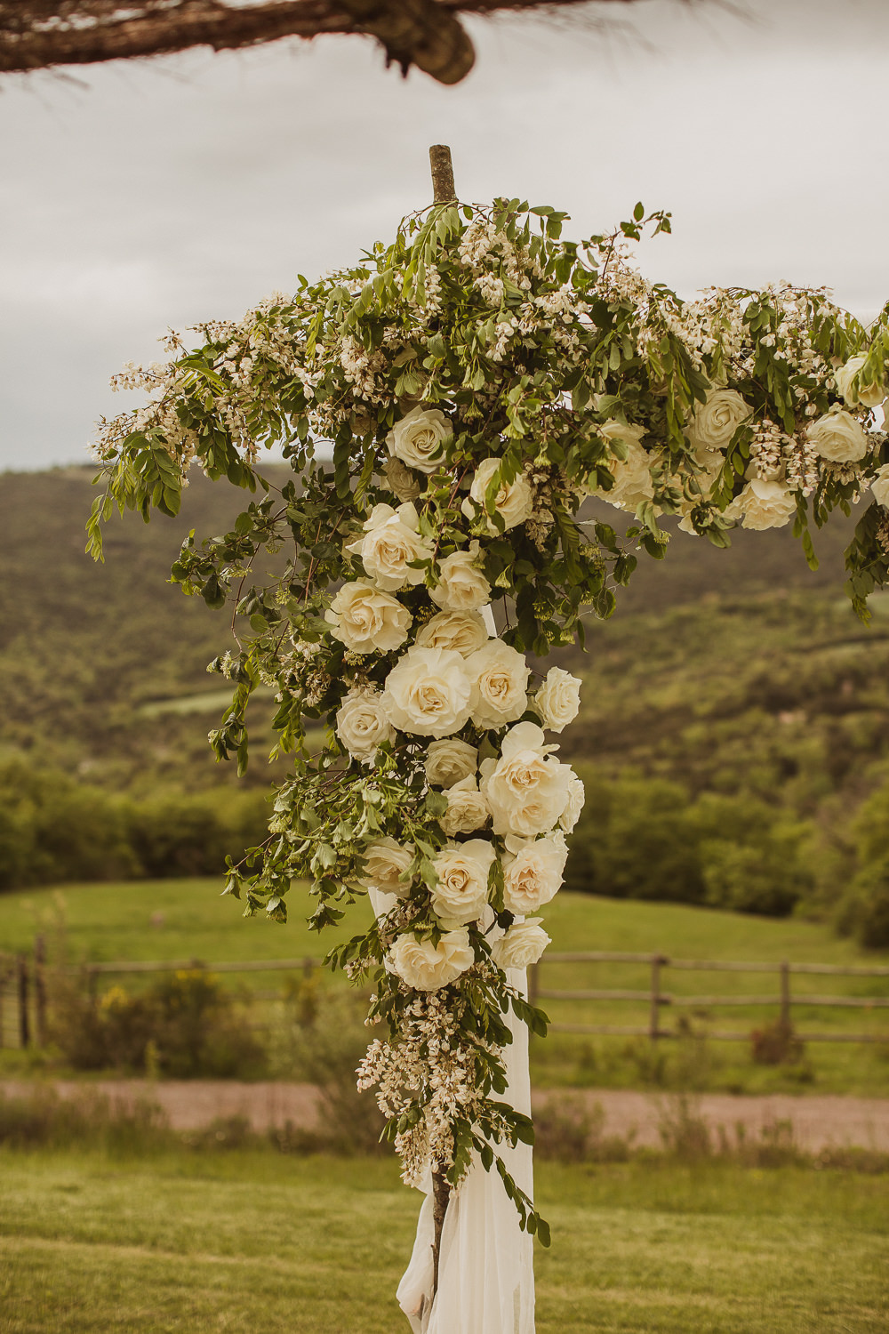 Outdoor Ceremony Backdrop Flower Arch Greenery Fabric Drapes Italy Villa Wedding The Springles