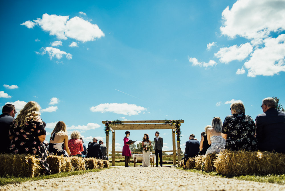 Outdoor Ceremony Pagoda Flowers Aisle Long Furlong Farm Wedding Michelle Wood Photographer