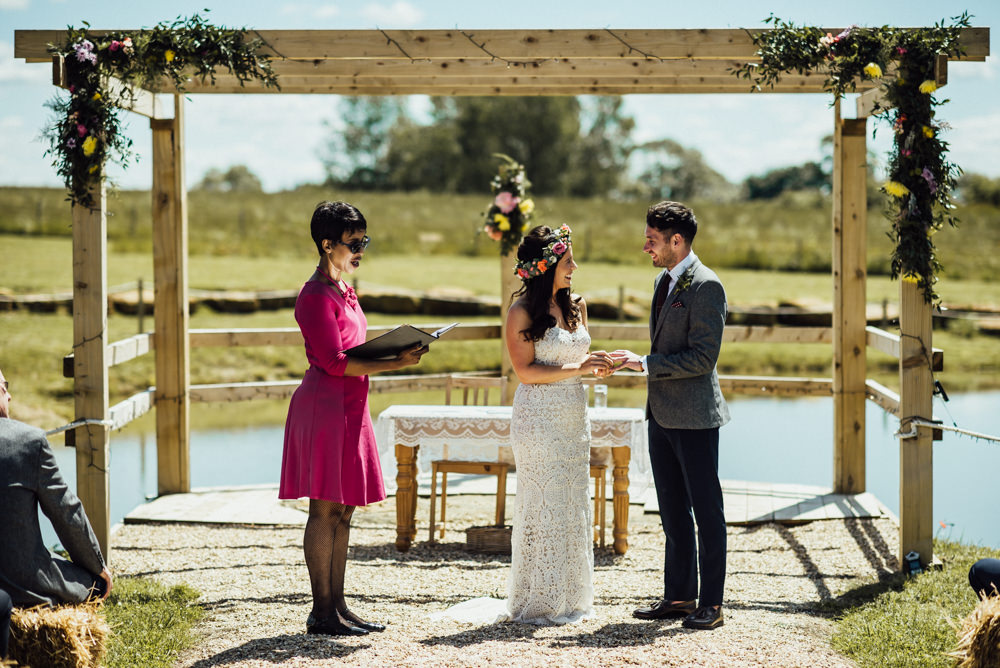 Outdoor Ceremony Pagoda Flowers Aisle Long Furlong Farm Wedding Michelle Wood Photographer