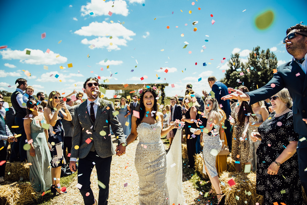 Confetti Throw Long Furlong Farm Wedding Michelle Wood Photographer