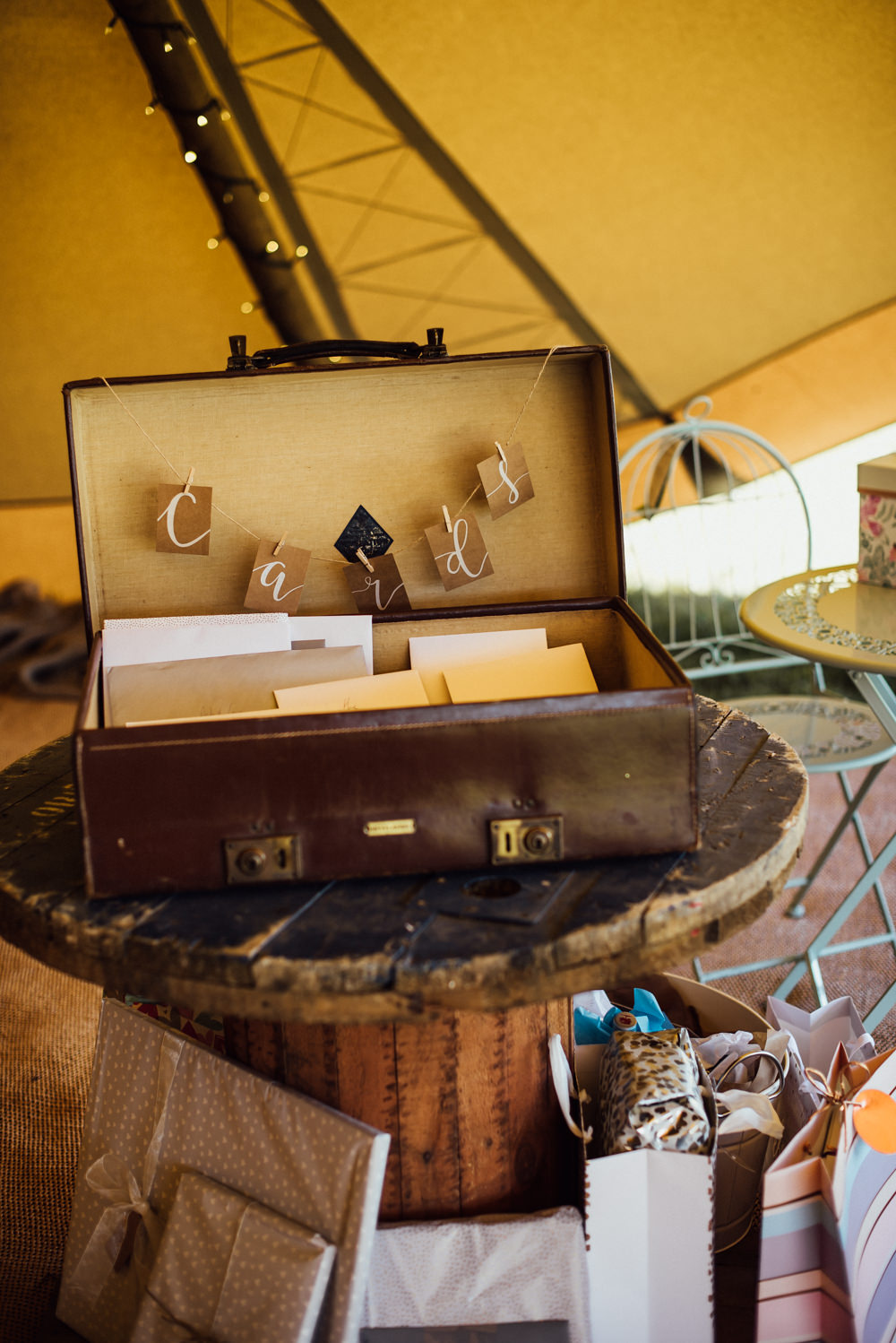Card Suitcase Long Furlong Farm Wedding Michelle Wood Photographer