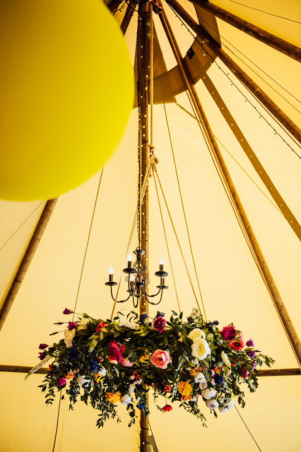 Tipi Flower Chandelier Florals Greenery Hoop Long Furlong Farm Wedding Michelle Wood Photographer