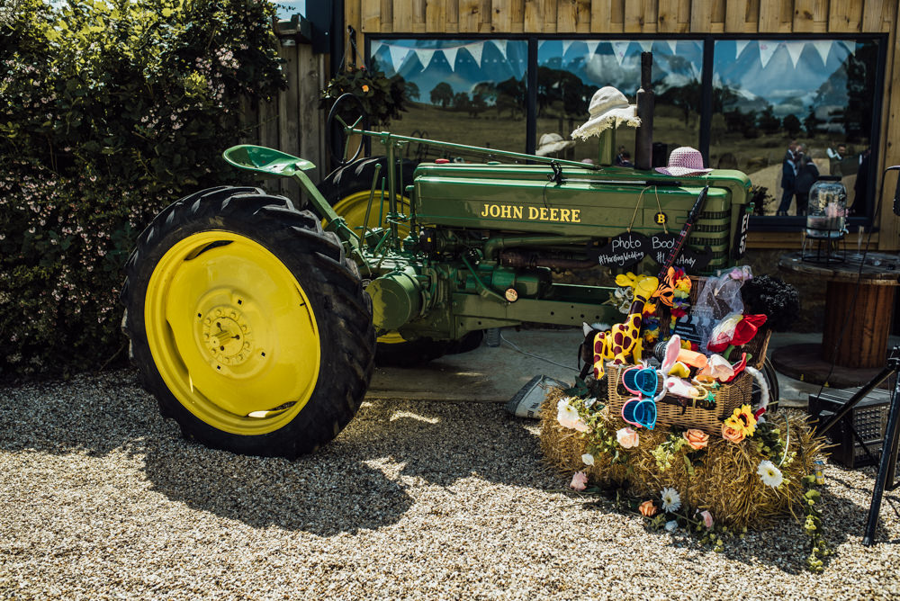 Tractor Photo Booth Props Long Furlong Farm Wedding Michelle Wood Photographer