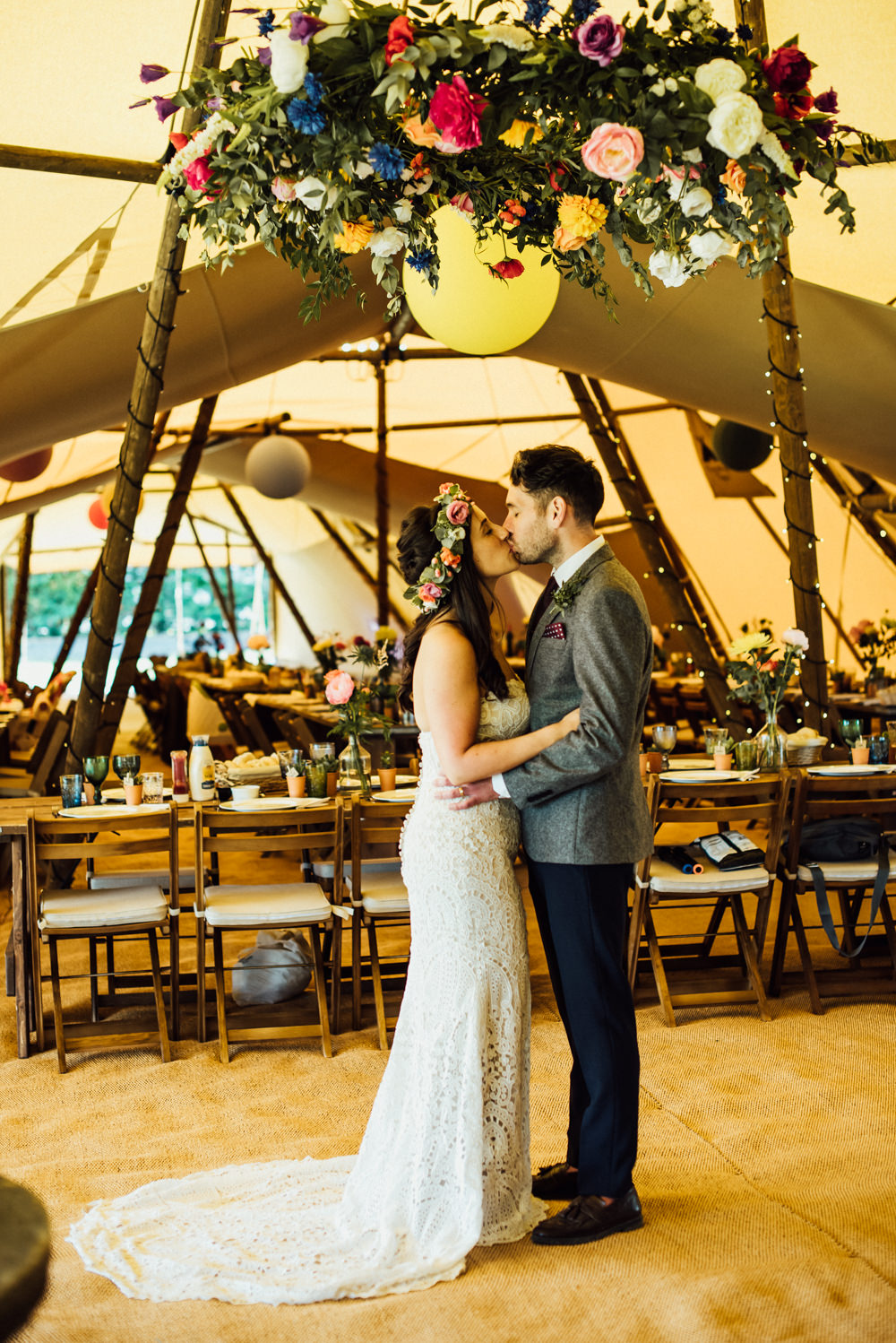 Long Furlong Farm Wedding Michelle Wood Photographer Tipi Flower Chandelier Florals Greenery Hoop