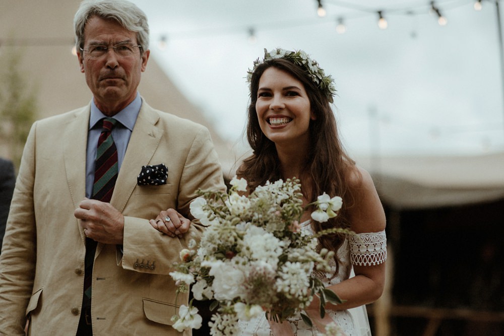 Bride Bridal Bouquet Flowers White Greenery Outdoor Wedding UK Olivia and Dan Photography