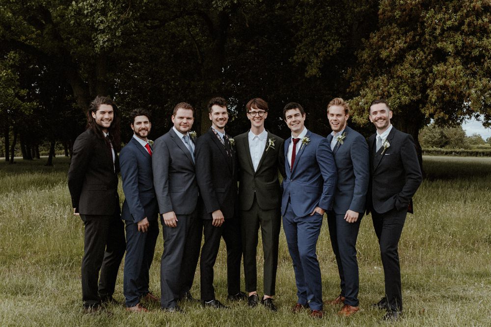 Groom Suit Shirt Collar Groomsmen Outdoor Wedding UK Olivia and Dan Photography