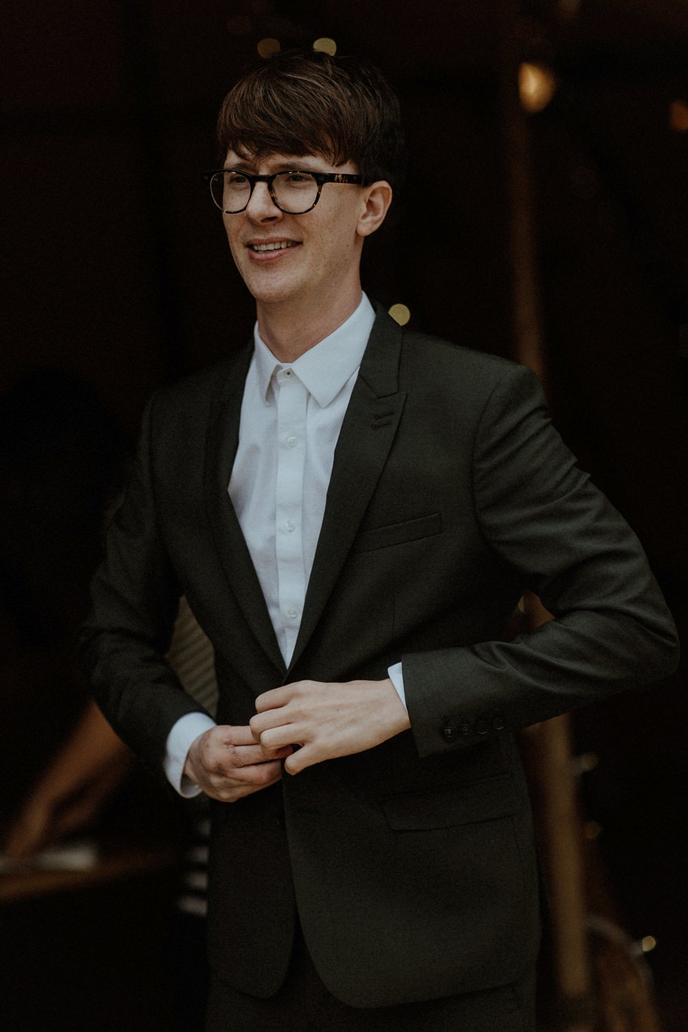 Groom Suit Shirt Collar Glasses Outdoor Wedding UK Olivia and Dan Photography