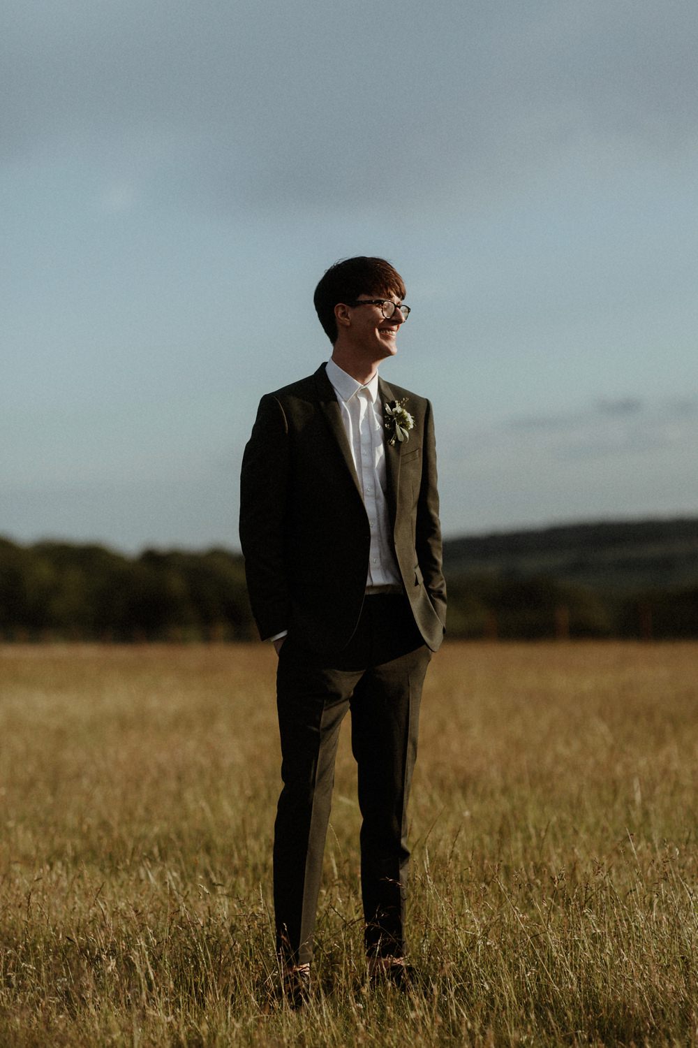 Groom Suit Shirt Collar Glasses Outdoor Wedding UK Olivia and Dan Photography
