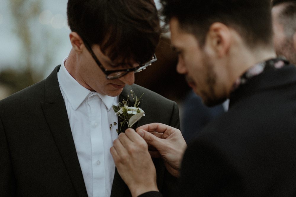 Buttonhole Flowers Groom Outdoor Wedding UK Olivia and Dan Photography