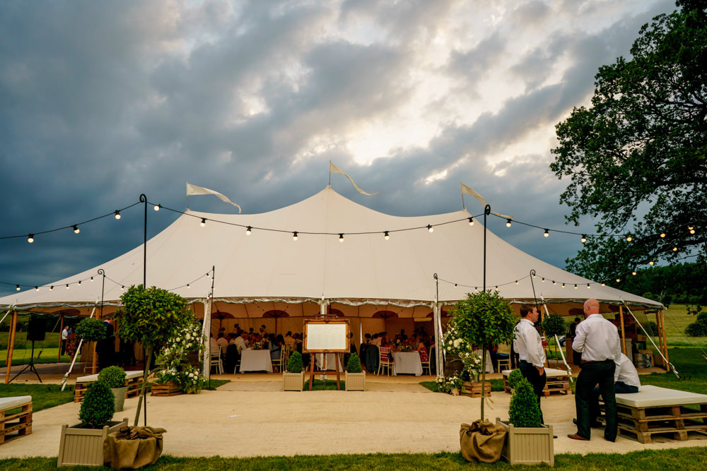 Pole Tent Marquee Clear Sides Festoon Lights Tent Park Farm Wedding Everybody Smile Photography
