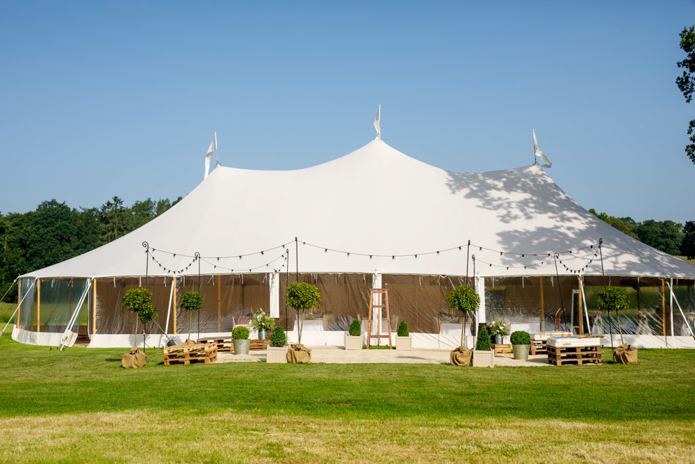 Pole Tent Marquee Clear Sides Festoon Lights Tent Park Farm Wedding Everybody Smile Photography