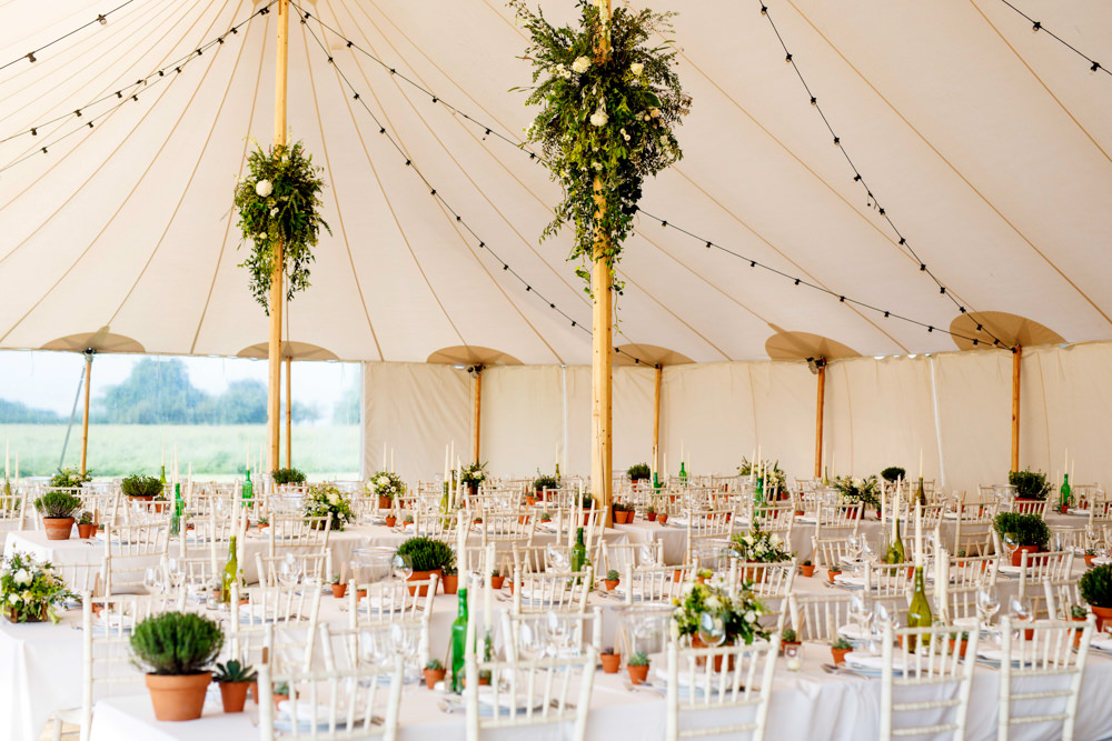 Pole Tent Marquee Clear Sides Festoon Lights Tent Greenery Foliage Park Farm Wedding Everybody Smile Photography