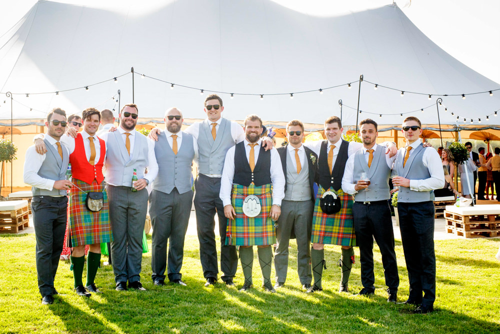 Groom Groomsmen Kilt Tartan Park Farm Wedding Everybody Smile Photography