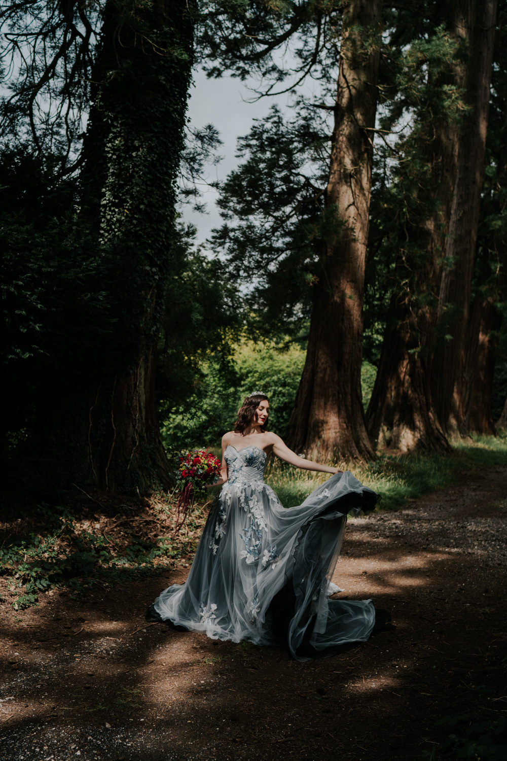 Dress Gown Bride Bridal Black Grey Tulle Strapless Snow White Wedding Inspiration Joasis Photography