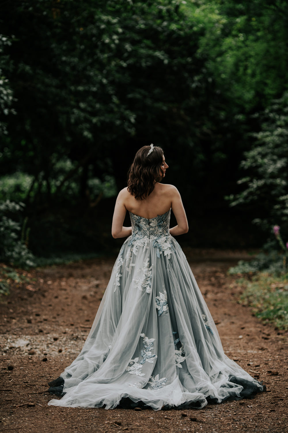 Dress Gown Bride Bridal Black Grey Tulle Strapless Snow White Wedding Inspiration Joasis Photography