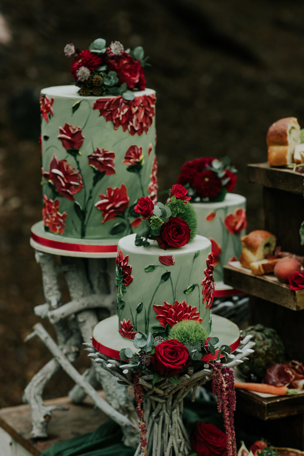 Green Red Floral Cake Cakes Snow White Wedding Inspiration Joasis Photography