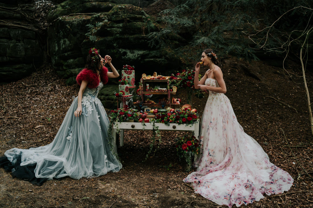 Grazing Table Food Stand Sharing Platter Flowers Opulent Vintage Dresser Cakes Snow White Wedding Inspiration Joasis Photography