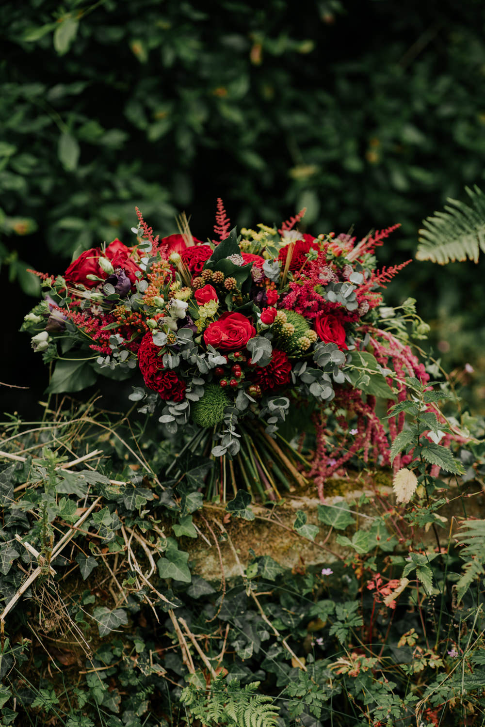 Bouquet Flowers Bride Bridal Red Rose Astilbe Amaranthus Snow White Wedding Inspiration Joasis Photography