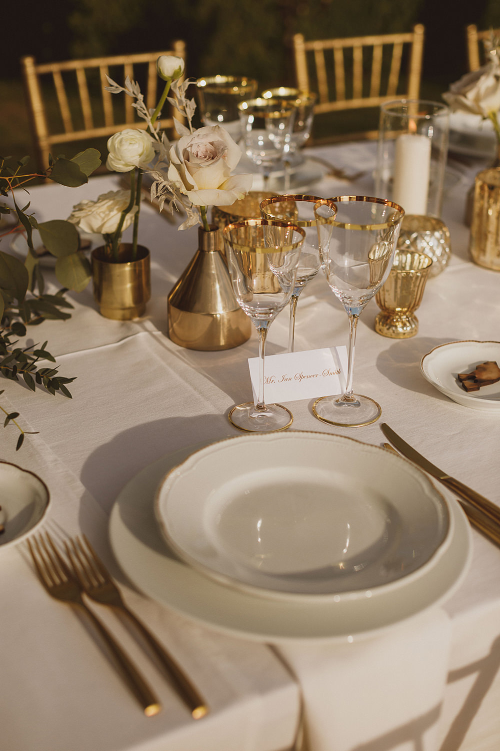 Place Setting Flowers Place Name Villa Gamberaia Wedding Ed Peers Photography