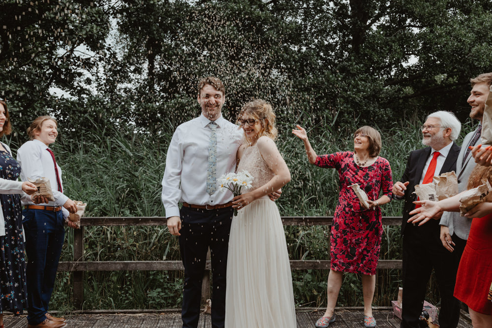 Confetti Throw Bird Hide Wedding Stevie Jay Photography