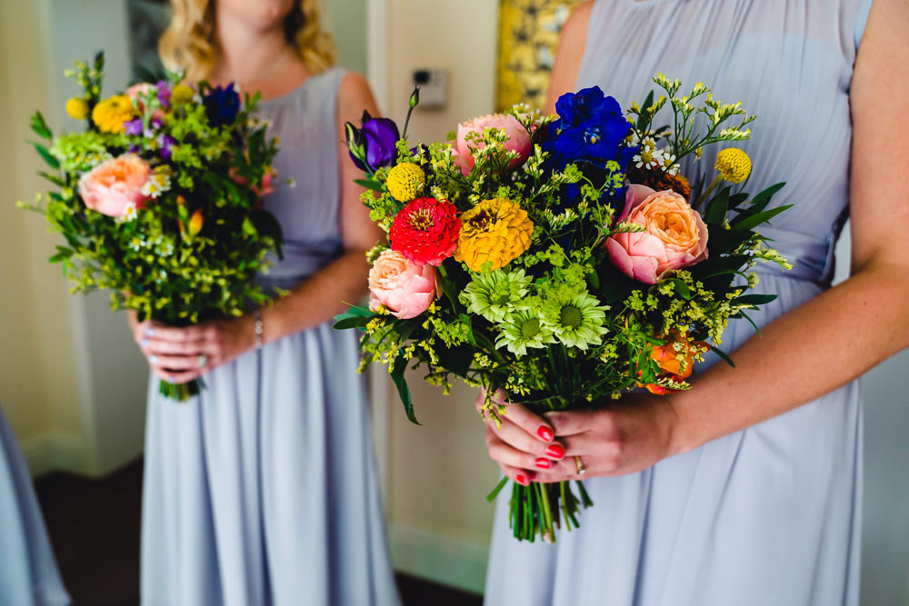 Bouquet Flowers Bride Bridal Colourful Bright Daisy Rose Birtsmorton Court Wedding The Dignums