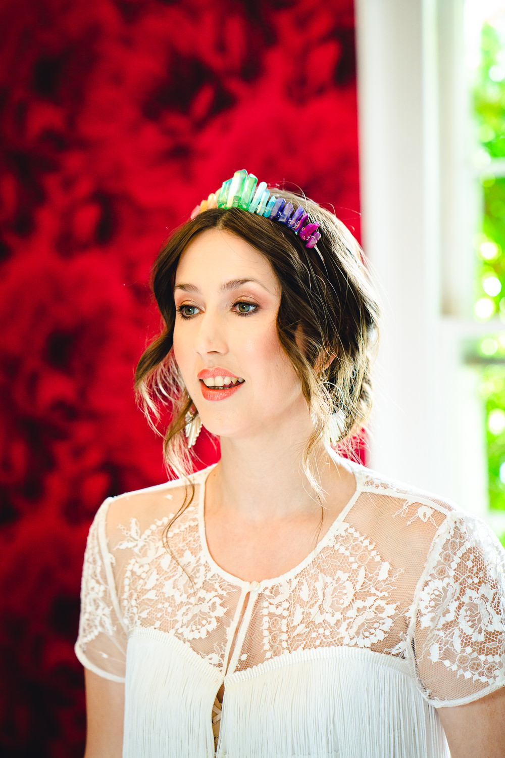 Bride Bridal Make Up Hair Rainbow Crystal Crown Tiara Birtsmorton Court Wedding The Dignums
