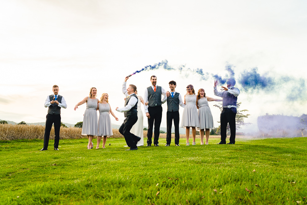 Smoke Bomb Photos Portraits Photographs Birtsmorton Court Wedding The Dignums