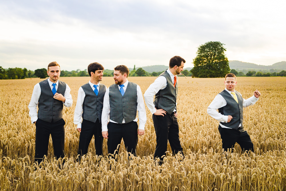 Groom Suit Orange Tie Waistcoat Groomsmen Birtsmorton Court Wedding The Dignums