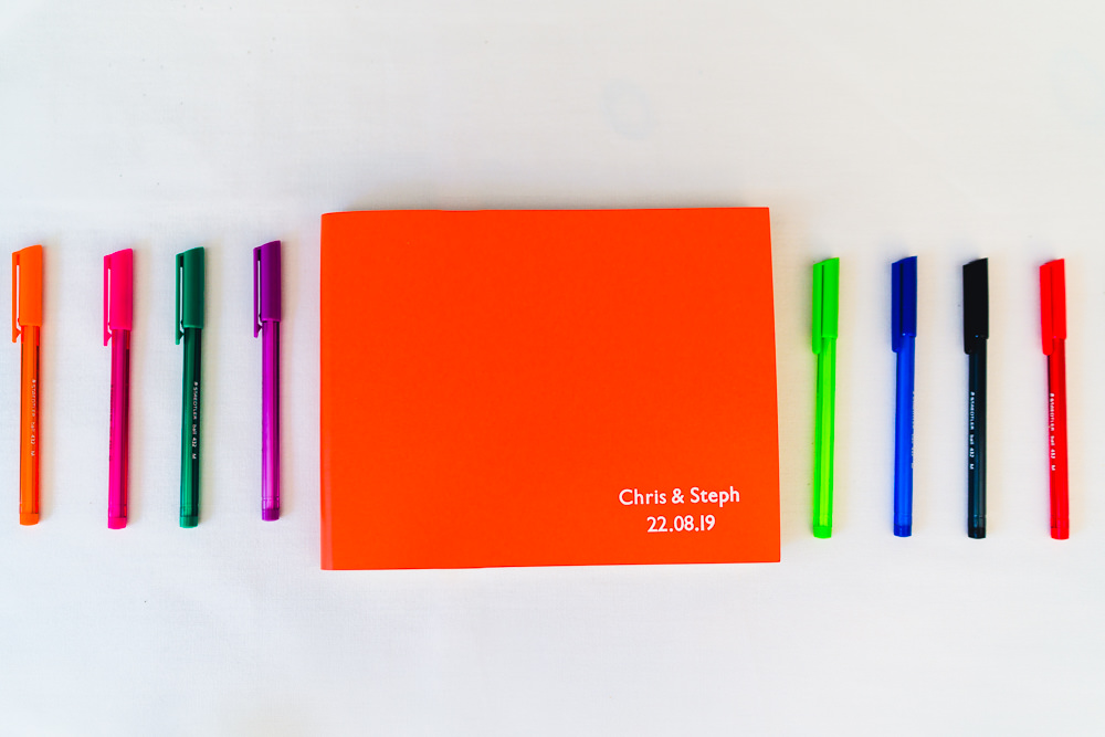 Orange Guest Book Birtsmorton Court Wedding The Dignums