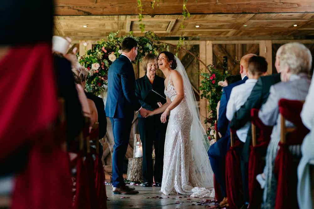 Moon Gate Flower Arch Half Moon Backdrop Ceremony Aisle Burgundy Barn Wedding Jarek Lepak