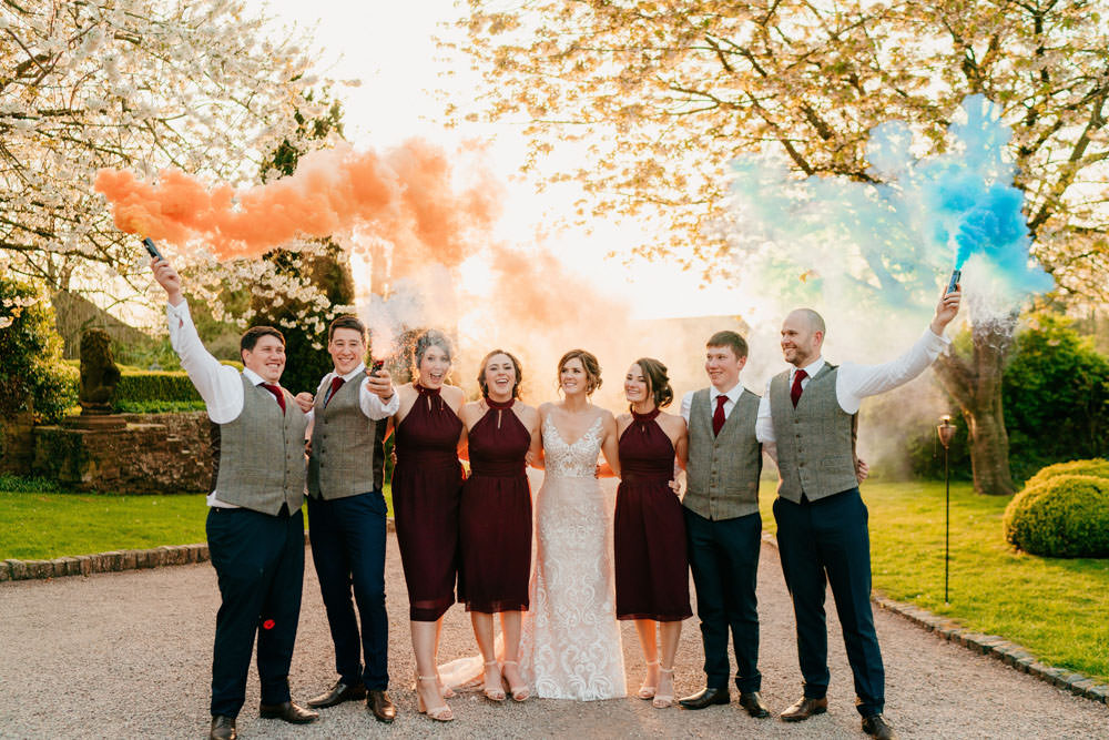 Smoke Bombs Burgundy Barn Wedding Jarek Lepak