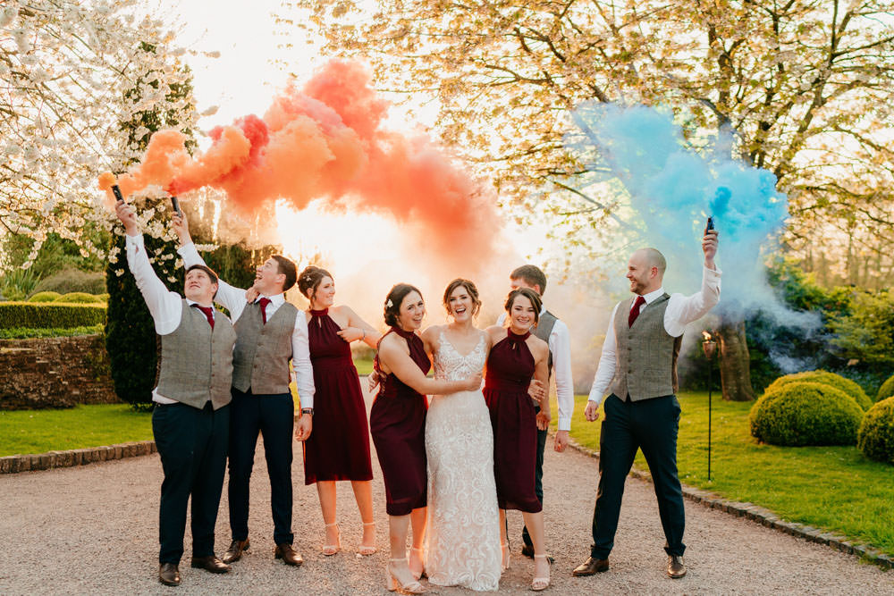 Smoke Bombs Burgundy Barn Wedding Jarek Lepak