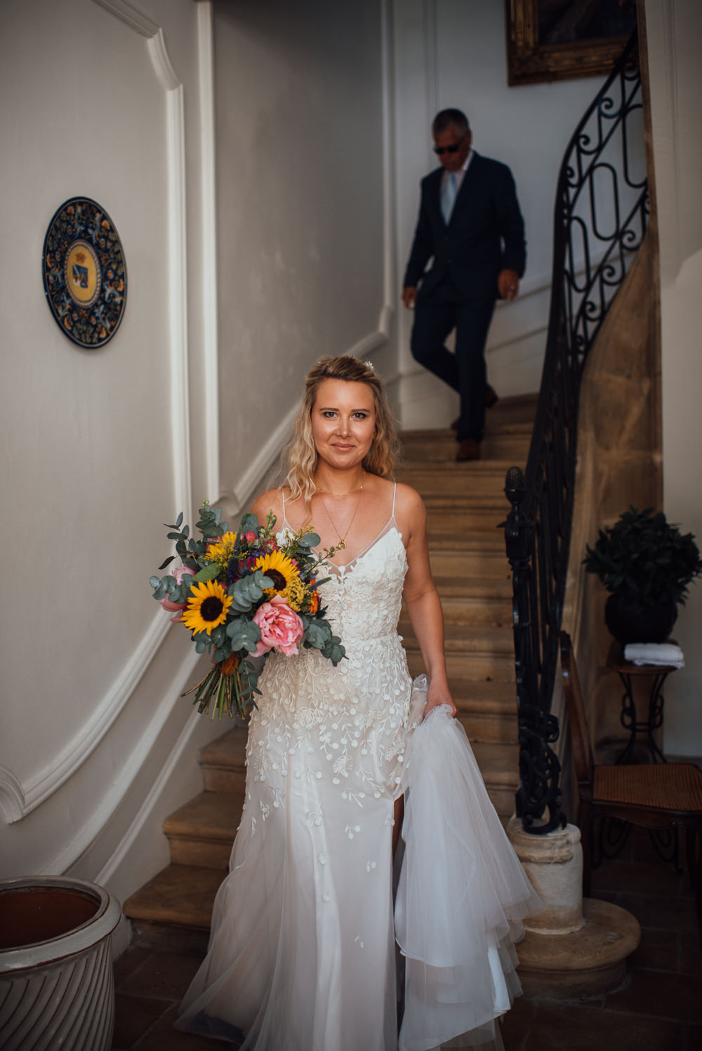 Bride Bridal Dress Gown Alexandra Grecco Split Straps Chateau de Lacoste Wedding The Shannons Photography