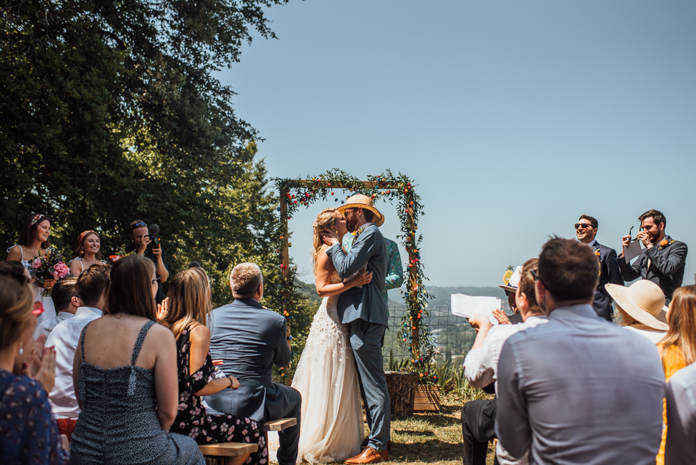 Flower Arch Ceremony Aisle Backdrop Chateau de Lacoste Wedding The Shannons Photography