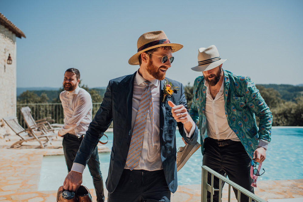 Groom Groomemen Suits Hats Waistcoats Chateau de Lacoste Wedding The Shannons Photography