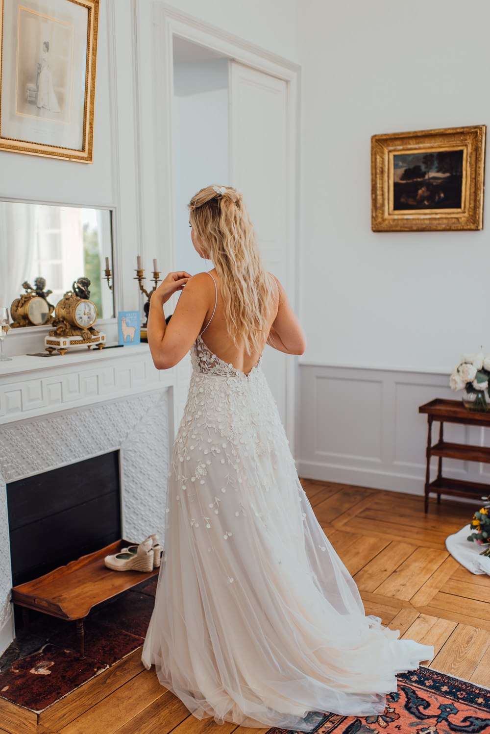 Bride Bridal Dress Gown Alexandra Grecco Split Straps Chateau de Lacoste Wedding The Shannons Photography