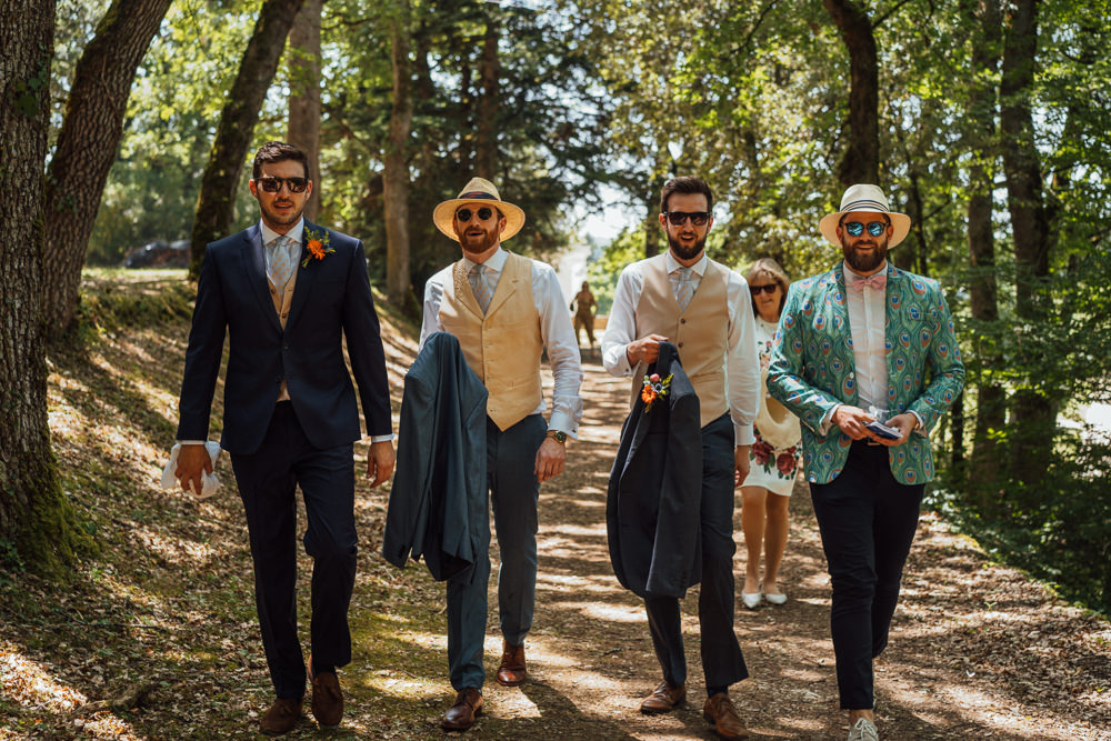 Groom Groomemen Suits Hats Waistcoats Chateau de Lacoste Wedding The Shannons Photography