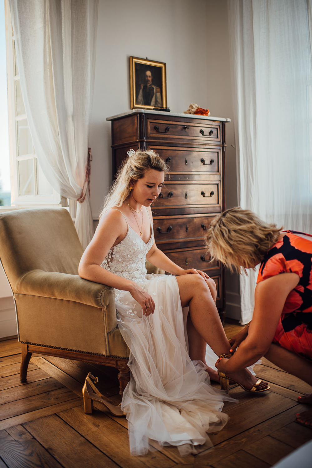 Bride Bridal Dress Gown Alexandra Grecco Split Straps Chateau de Lacoste Wedding The Shannons Photography