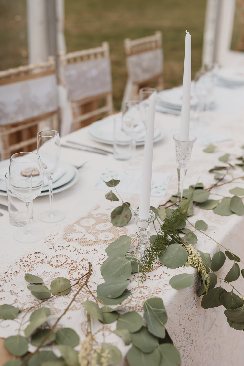 Candles Greenery Eucalyptus Decor Clear Marquee Wedding Sarah Brookes Photography