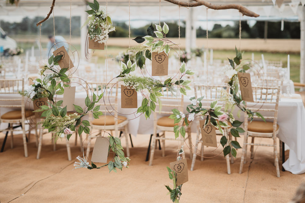 Wreath Table Plan Seating Chart Greenery Hoop Clear Marquee Wedding Sarah Brookes Photography