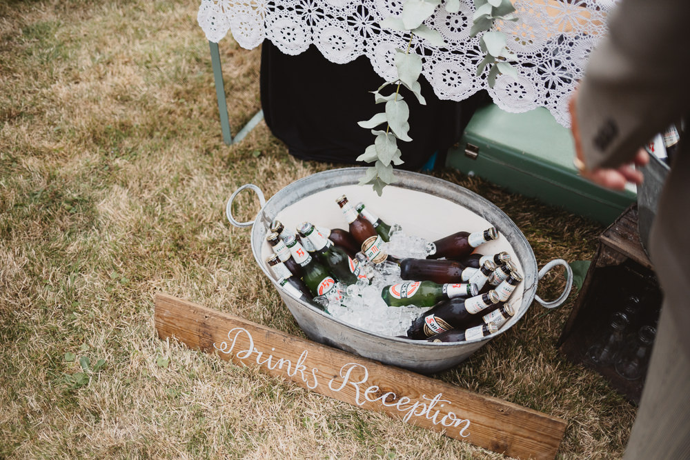 Drinks Tin Bath Clear Marquee Wedding Sarah Brookes Photography