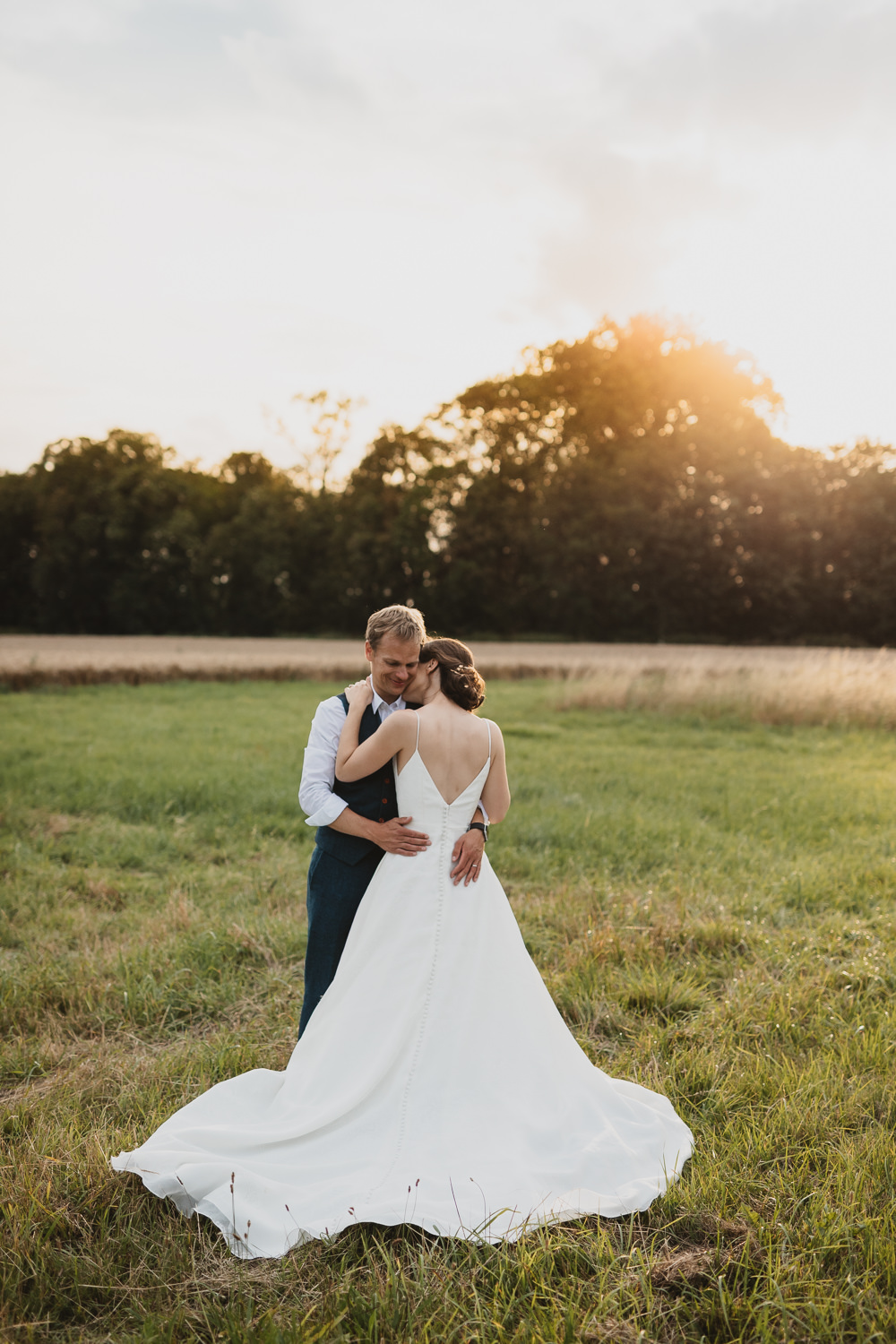 Dress Gown Bride Bridal Straps V Train Clear Marquee Wedding Sarah Brookes Photography