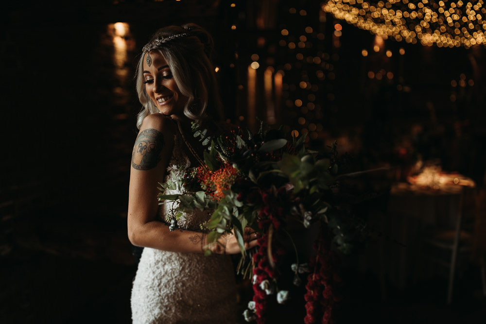 Bride Bridal Dress Gown Mermaid Train Lace Cooling Castle Barn Wedding Thyme Lane Photography