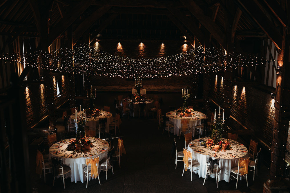 Fairy Light Canopy Round Tables Cooling Castle Barn Wedding Thyme Lane Photography