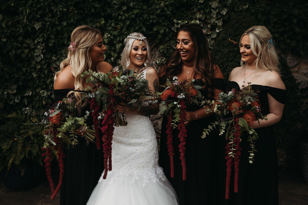 Bridesmaids Bridesmaid Dress Dresses Black Chiffon Cooling Castle Barn Wedding Thyme Lane Photography