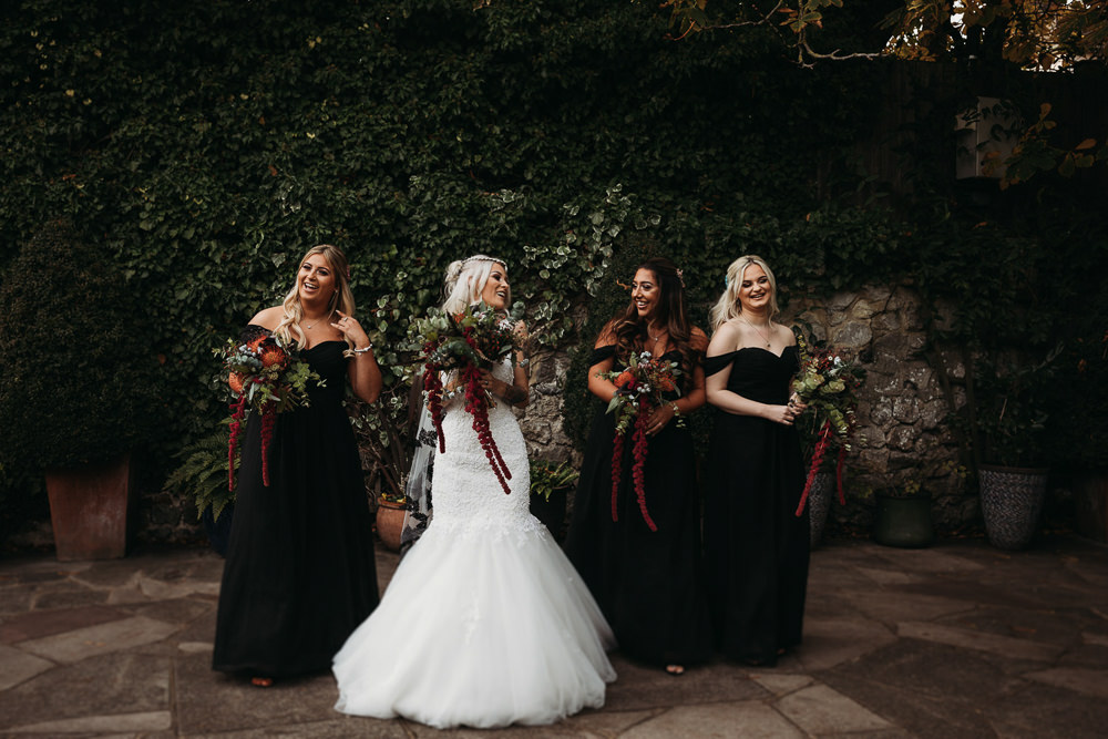 Bridesmaids Bridesmaid Dress Dresses Black Chiffon Cooling Castle Barn Wedding Thyme Lane Photography