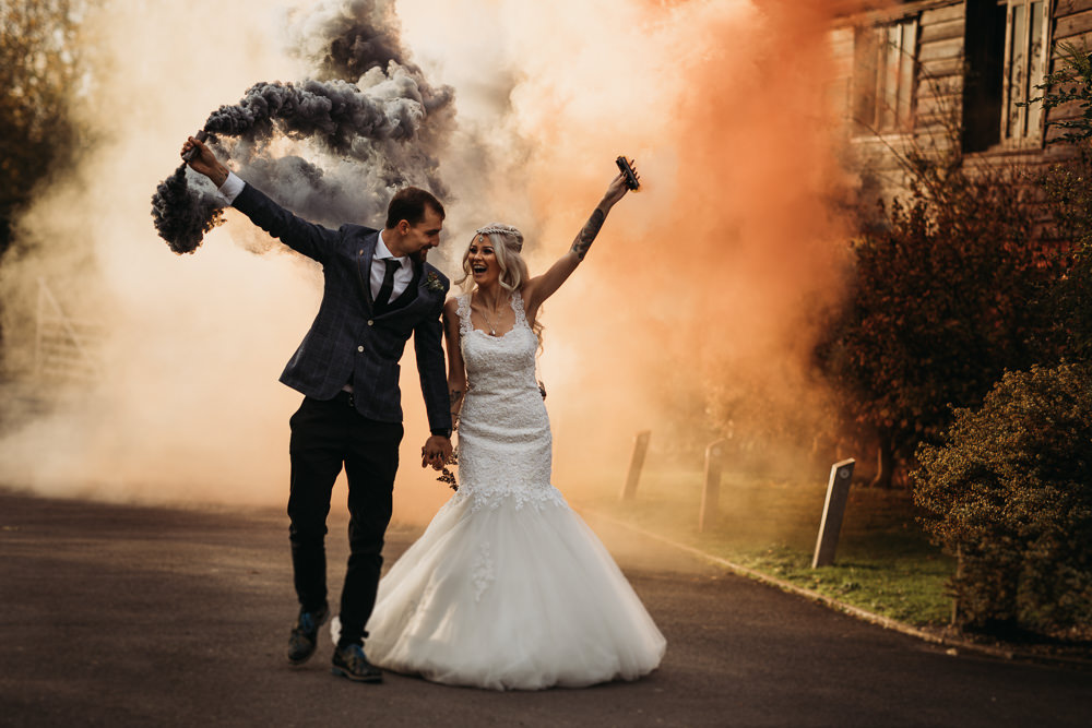 Cooling Castle Barn Wedding Thyme Lane Photography Smoke Bomb Orange Photo Photographs Portraits Halloween